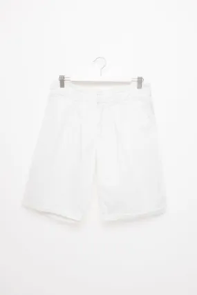 0055_PLEATED WHITE COTTON VINTAGE SHORTS