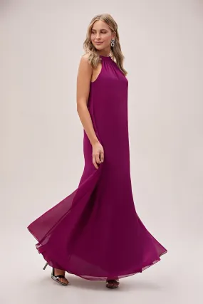 16451 Plum Chiffon Maxi Dress