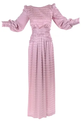 1970s Vintage Estevez Evening Dress in Pink Diamond Print w/ Ruching 8