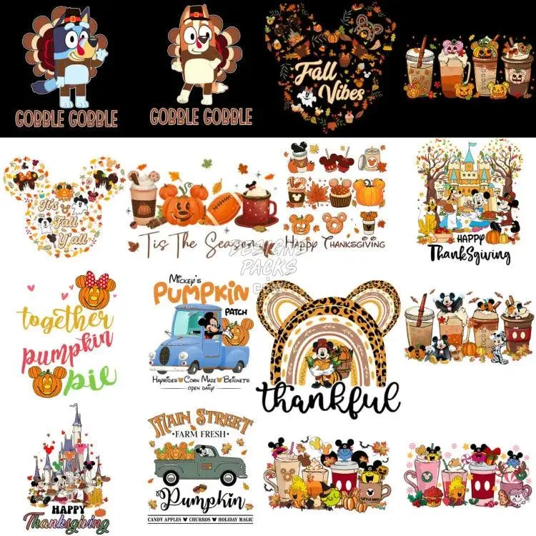 79 Thanksgiving Mix Cartoon Fall Designs Bundle PNG