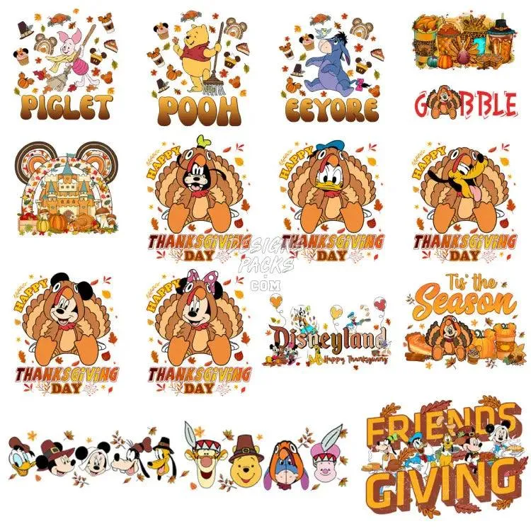 79 Thanksgiving Mix Cartoon Fall Designs Bundle PNG