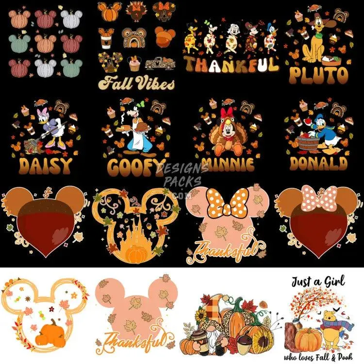 79 Thanksgiving Mix Cartoon Fall Designs Bundle PNG