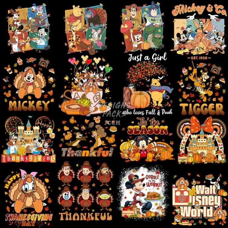 79 Thanksgiving Mix Cartoon Fall Designs Bundle PNG