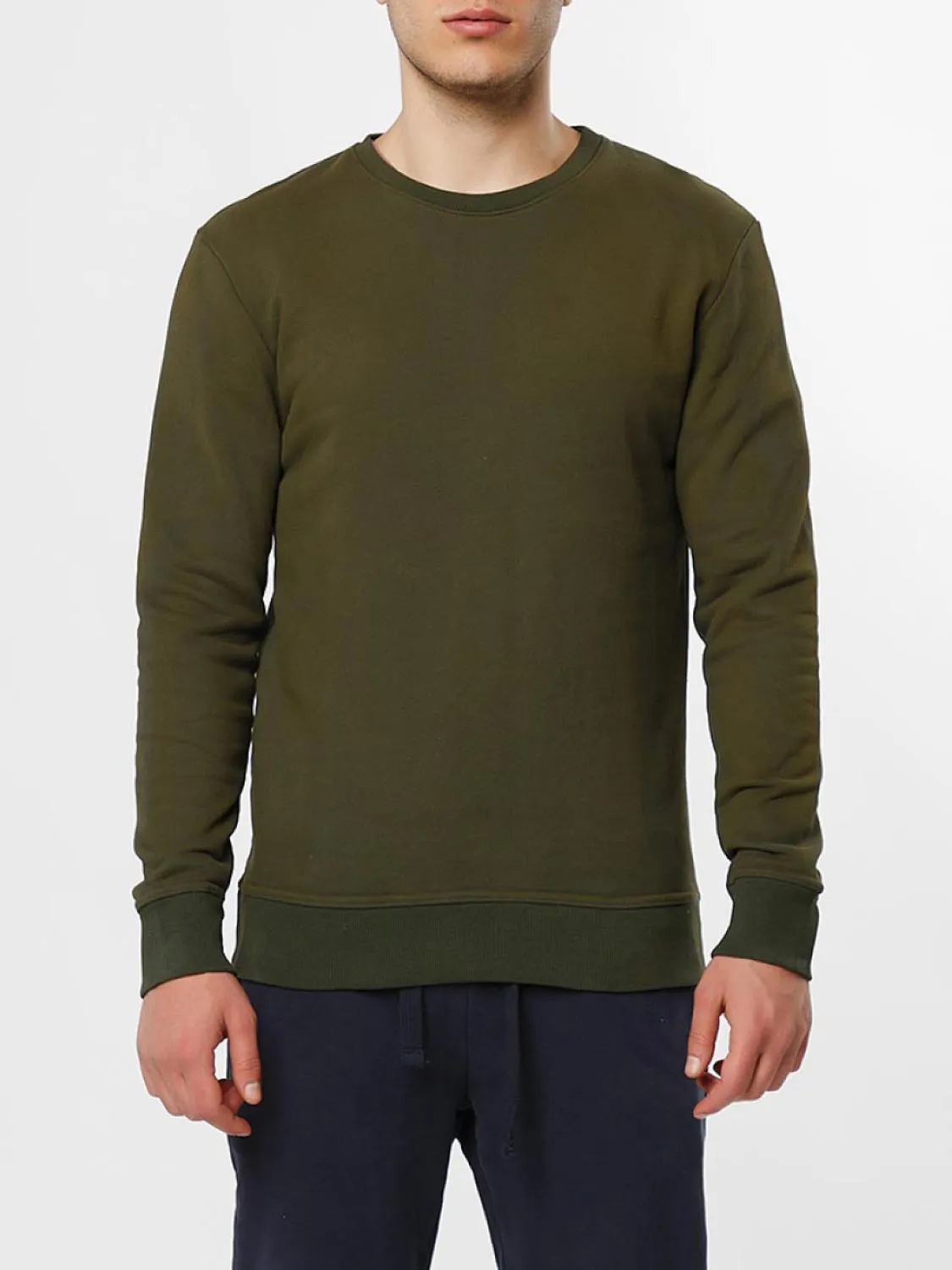 Acid Dye Organic Cotton Crew Neck Sweatshirt Khaki