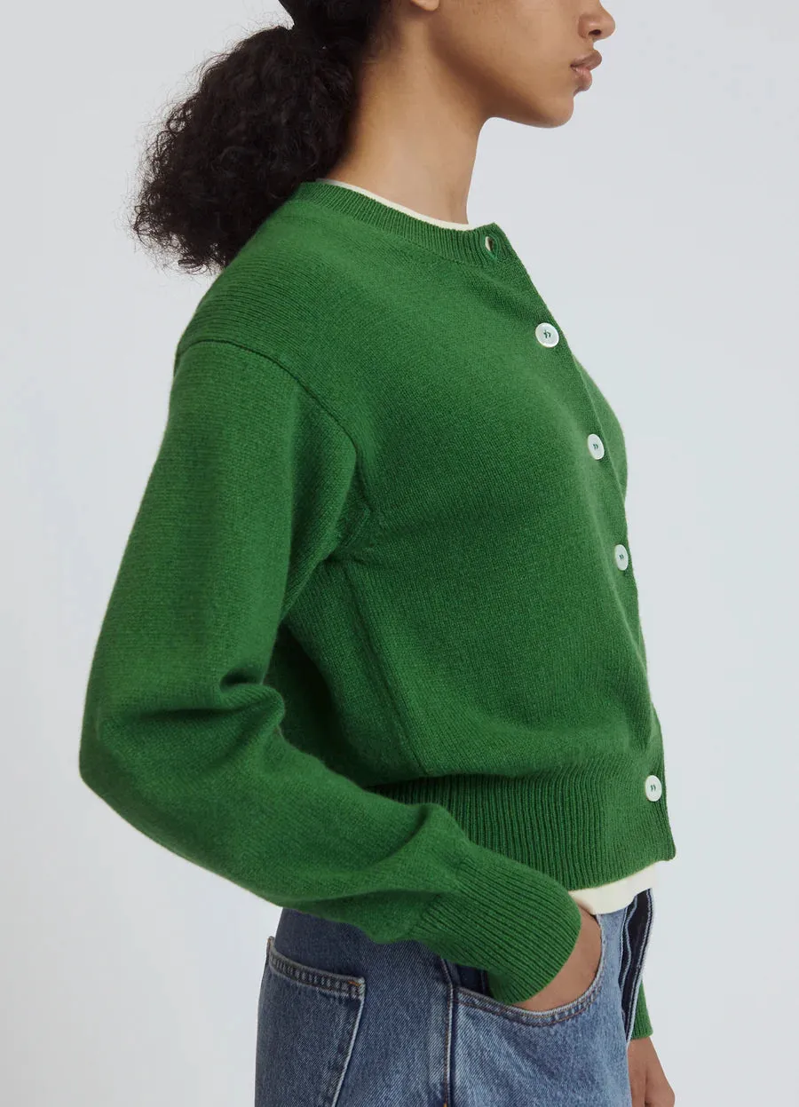 Ada Crewneck Cardigan, Pagoda Green