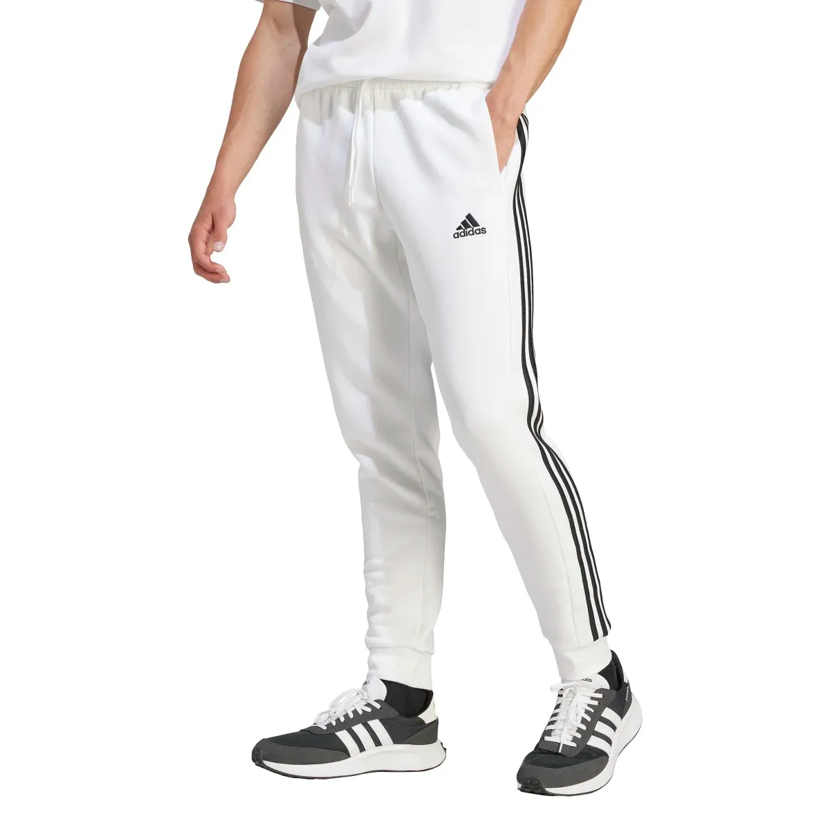 adidas Men's Essentials Tapered 3-Stripes Fleece Pants