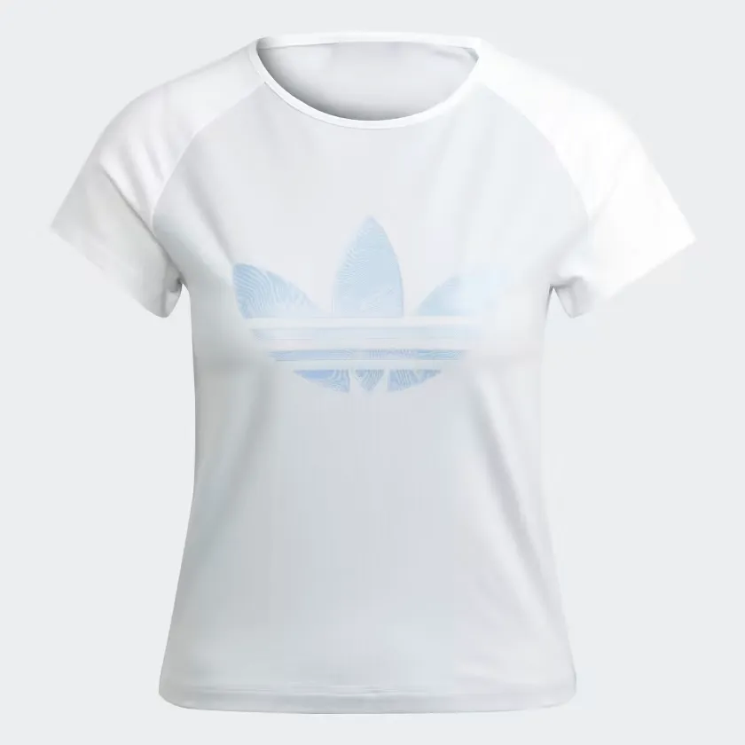 Adidas Women's Marble Infill Trefoil Tight Tee - Halo Blue