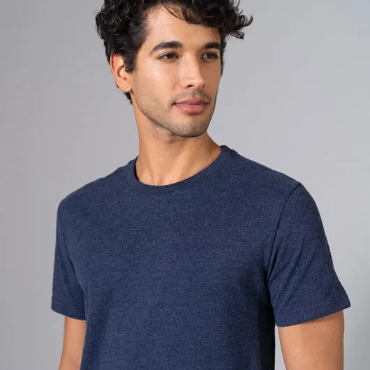 Aegean Sea Navy Blue Round Neck T-Shirt