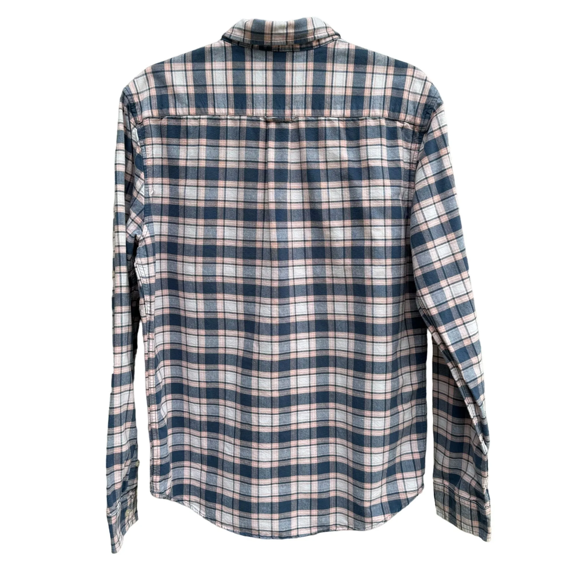 Aeropostale Mens Blue Pink Plaid Flannel Button-Down Outdoor Long Sleeve Shirt M