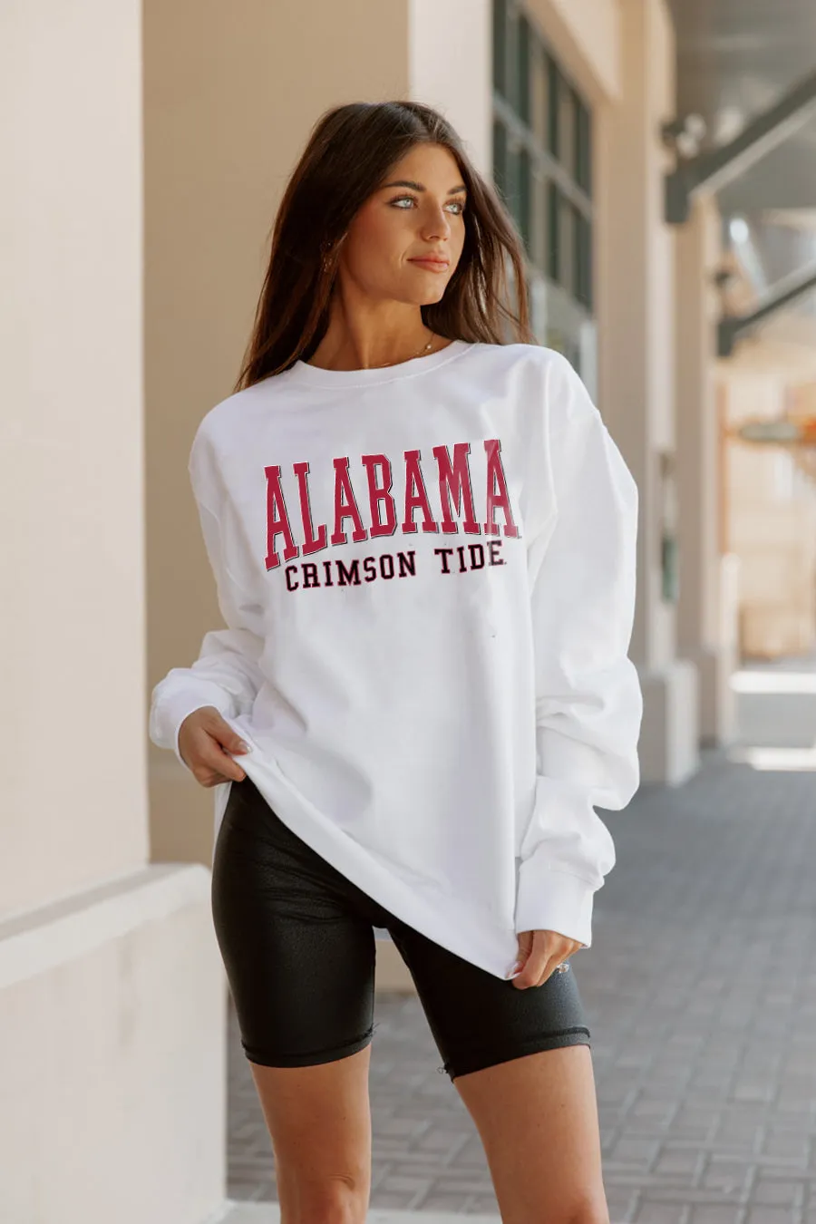 ALABAMA CRIMSON TIDE WORK FOR IT CREW DROP SHOULDER PULLOVER BY MADI PREWETT TROUTT