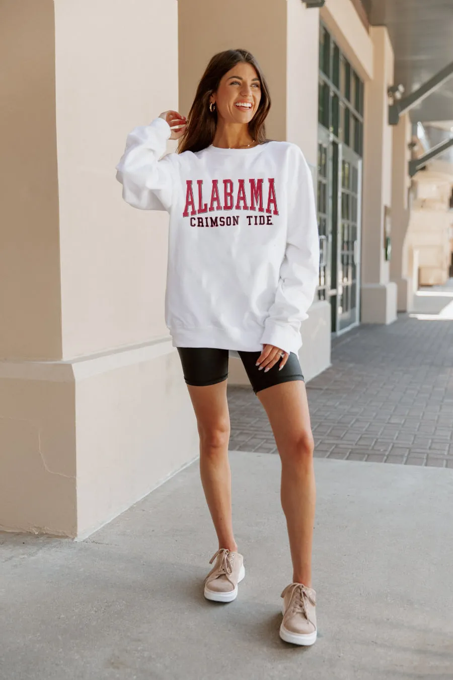 ALABAMA CRIMSON TIDE WORK FOR IT CREW DROP SHOULDER PULLOVER BY MADI PREWETT TROUTT