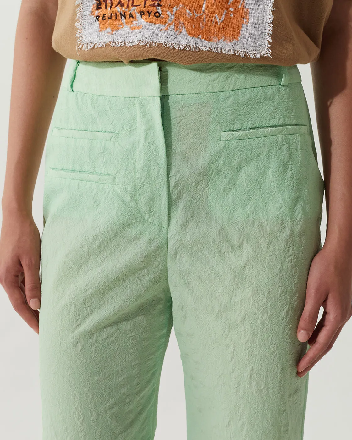 Aletta Trousers Textured Viscose Apple Green