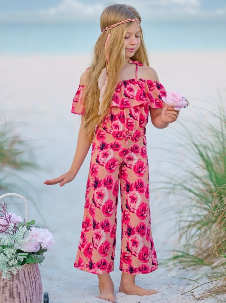 All Rose No Thorn Cold Shoulder Jumpsuit