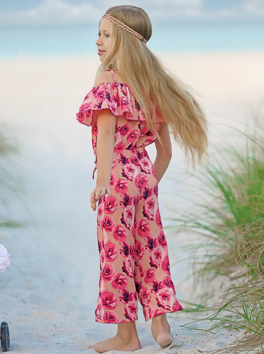 All Rose No Thorn Cold Shoulder Jumpsuit