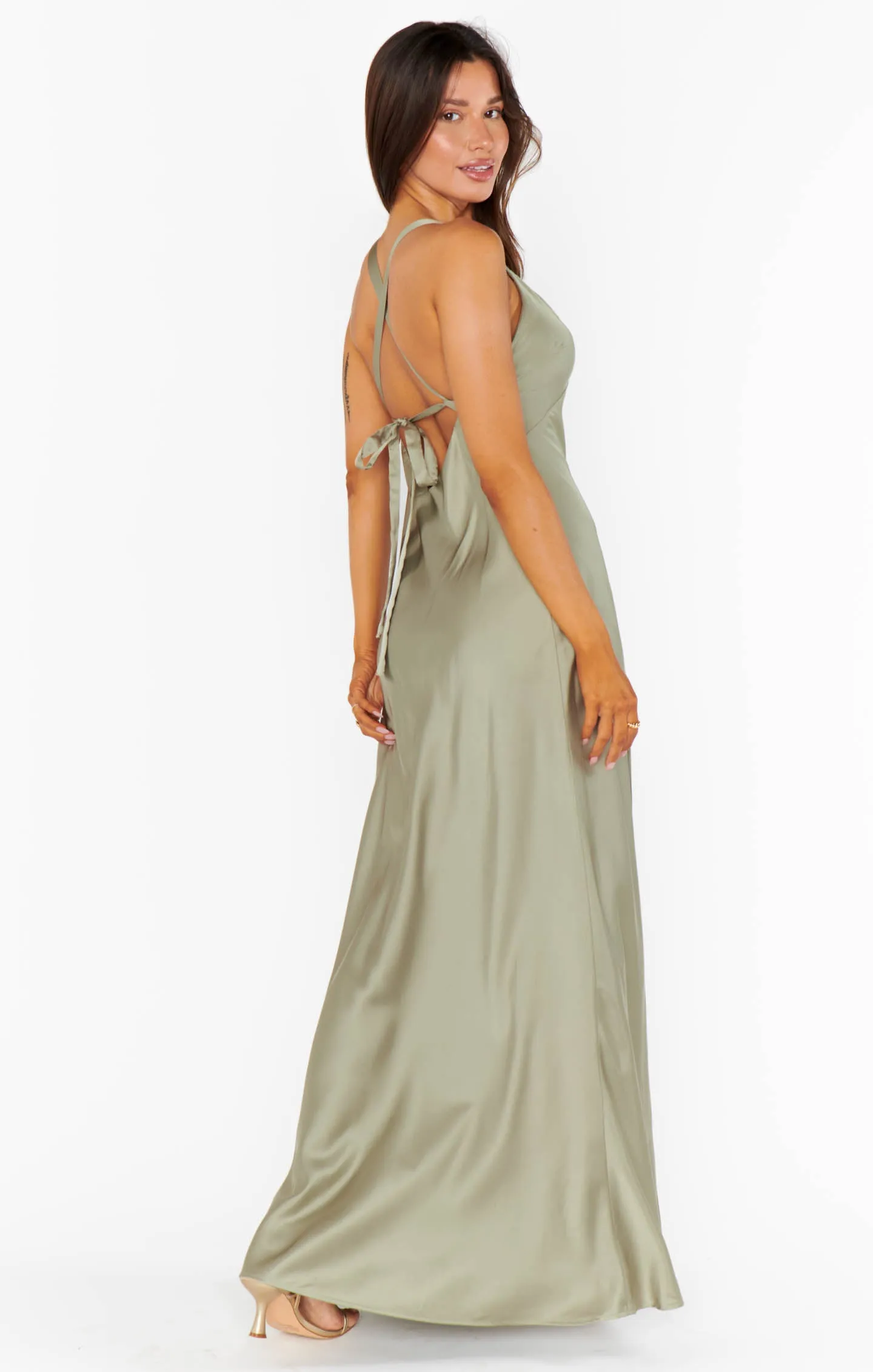 Anderson Maxi Dress ~ Moss Green Luxe Satin