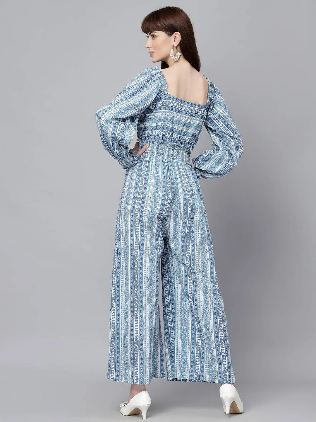 Arya Blue Printed Jumpsuit By RAGAVI