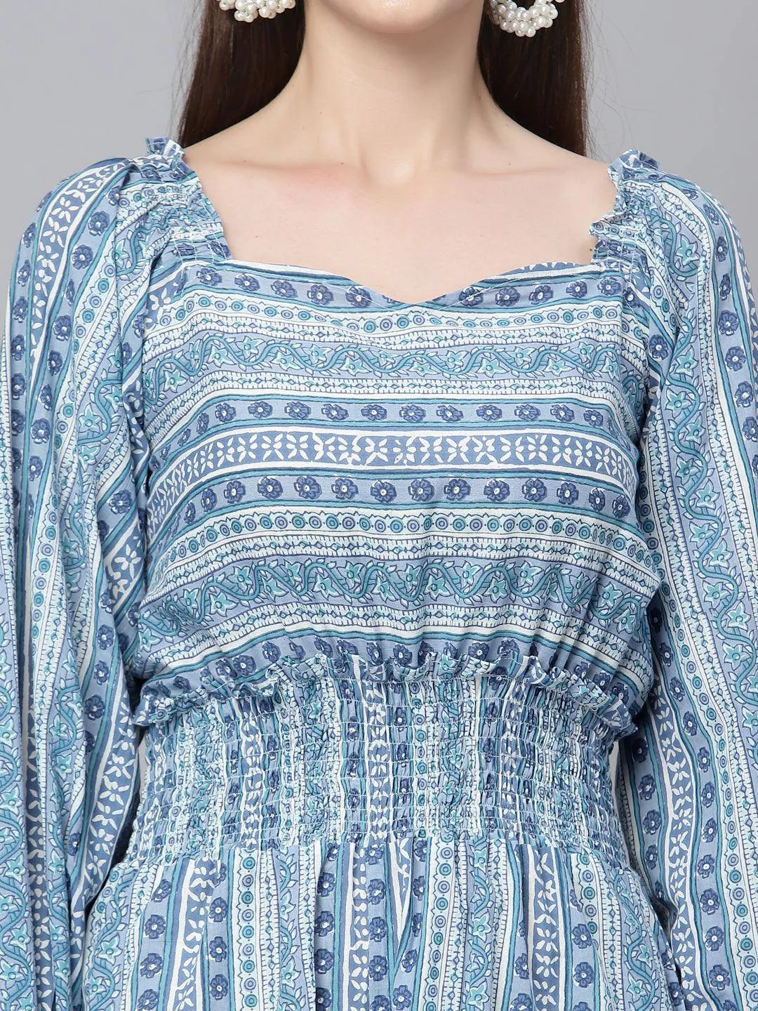 Arya Blue Printed Jumpsuit By RAGAVI