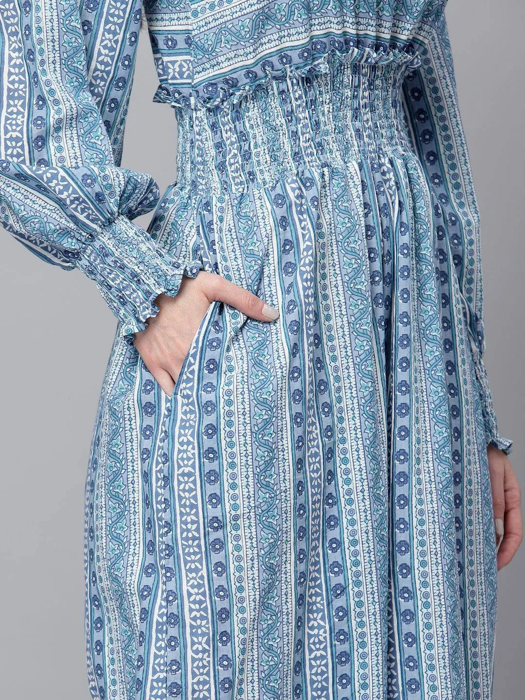 Arya Blue Printed Jumpsuit By RAGAVI