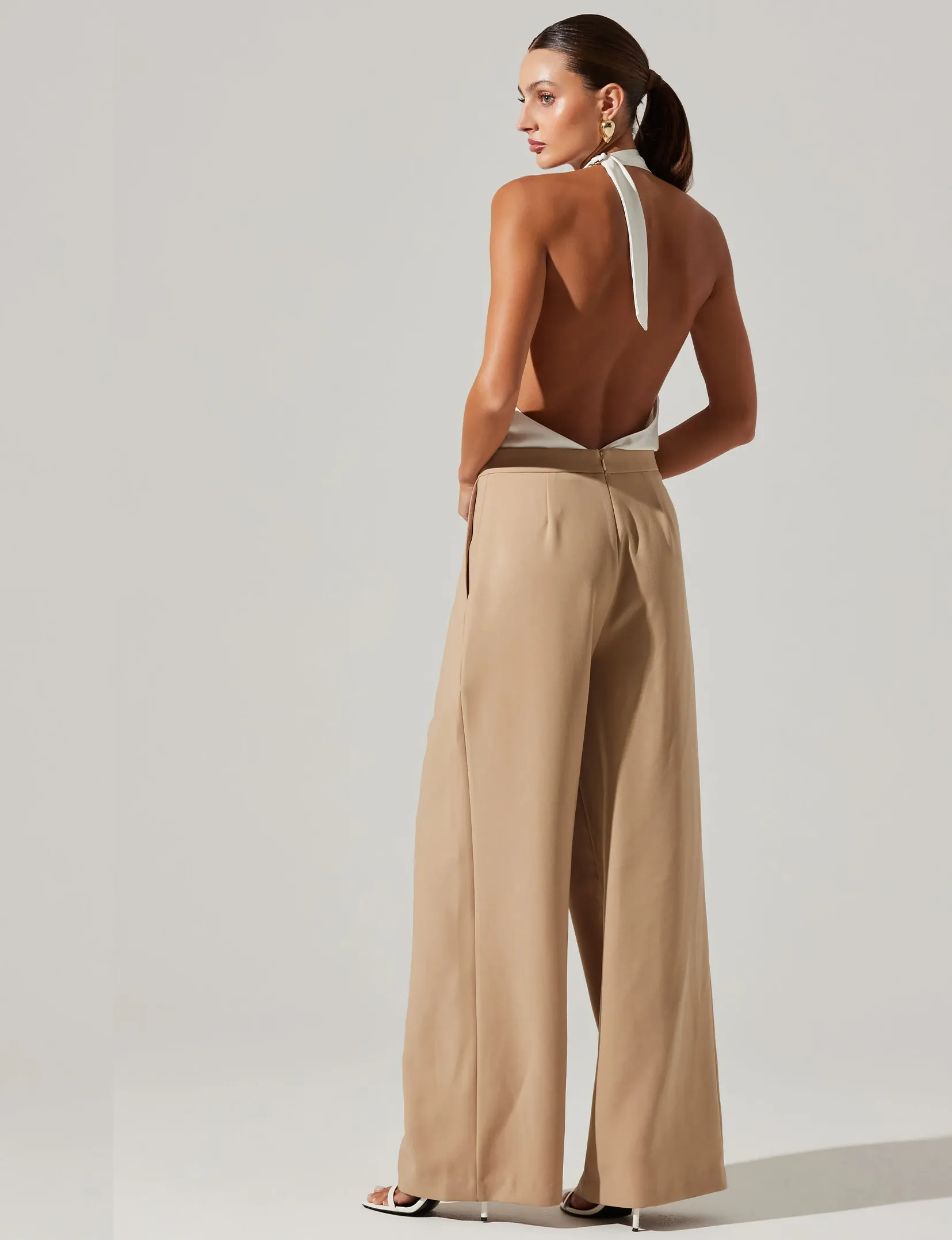 Aryn Jumpsuit, Khaki/White