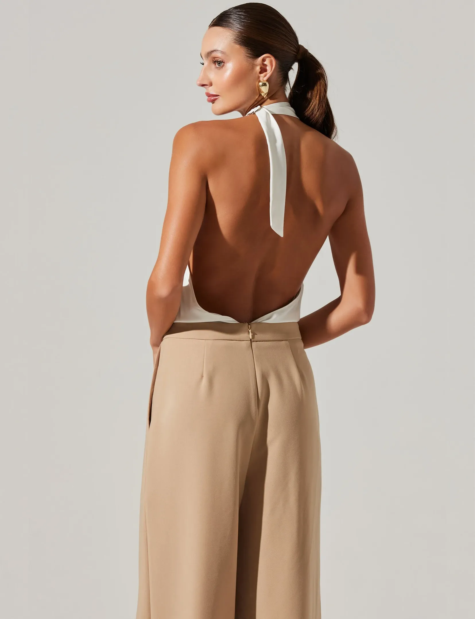 Aryn Jumpsuit, Khaki/White