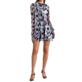 ASOS Abstract Print Mesh Long Sleeve Lettuce Edge Romper