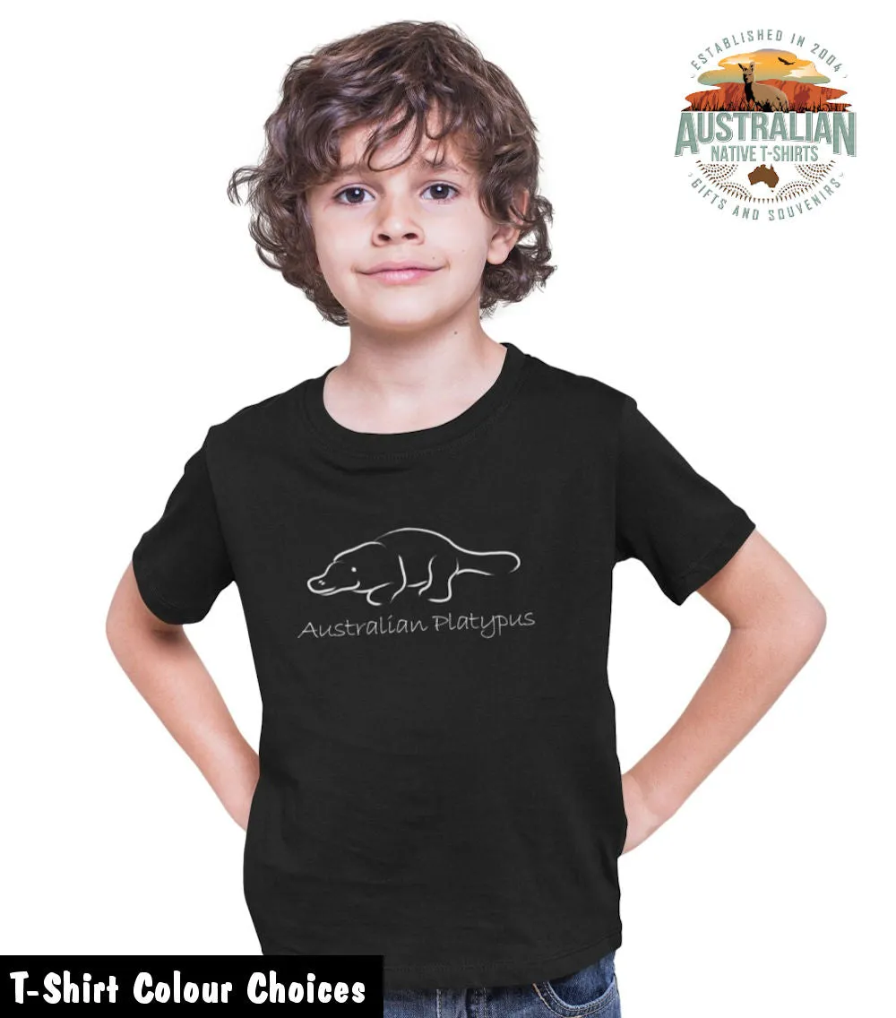 Australian Platypus Line Art Childrens T-Shirt (Various Colours)