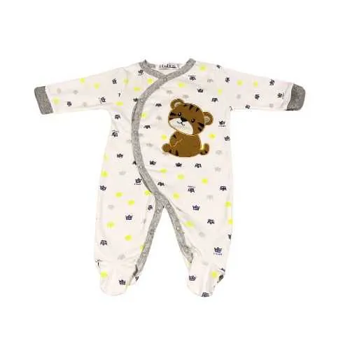 Baby Boy One-Piece King Bear Crown Cotton Footed Jumpsuit