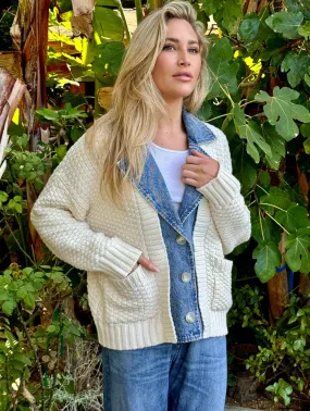 Baille Cotton Denim Chunky Cardigan