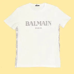 Balmain Logo Print T-Shirt - White/Black