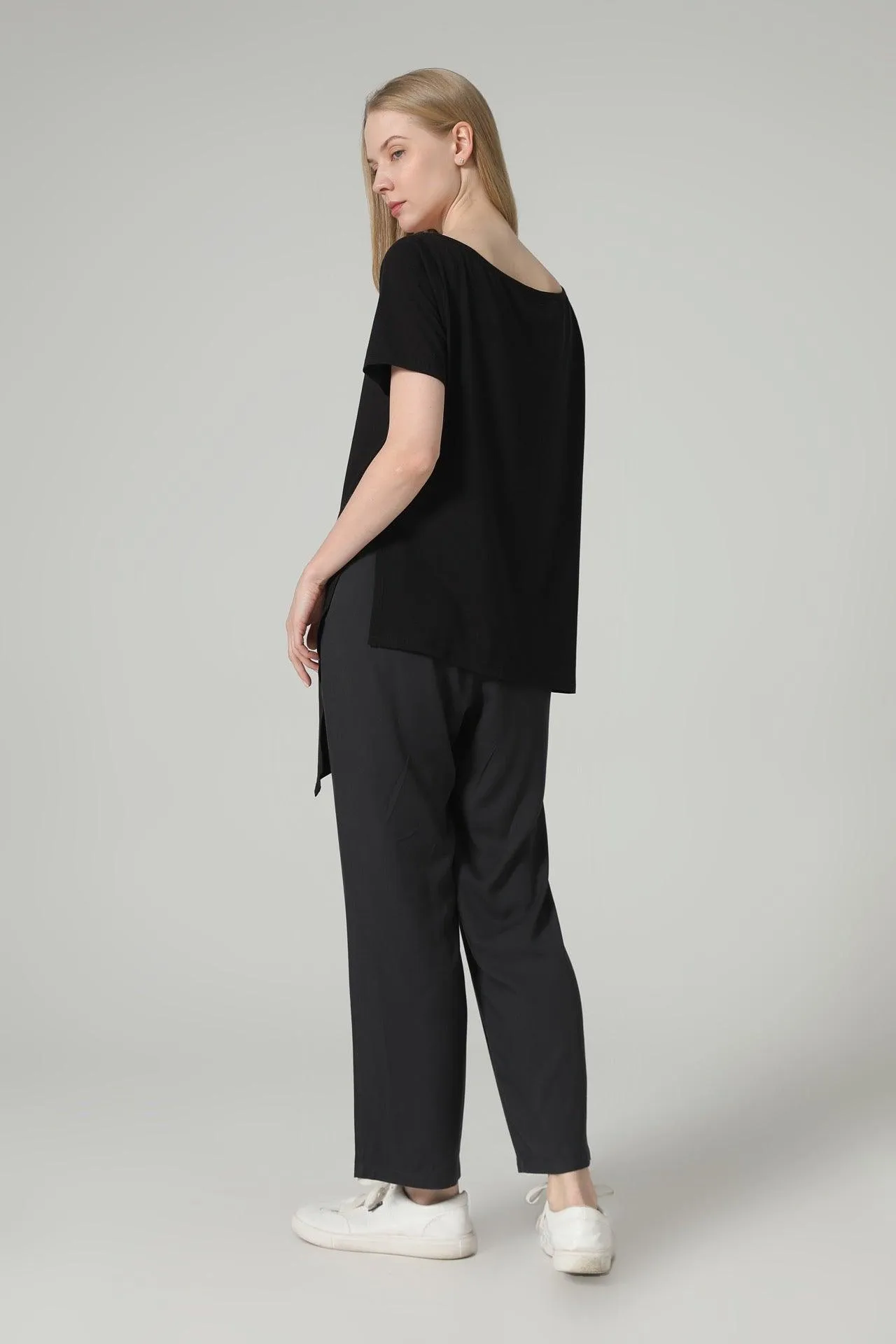 Bamboo Asymmetric Short Sleeve Top