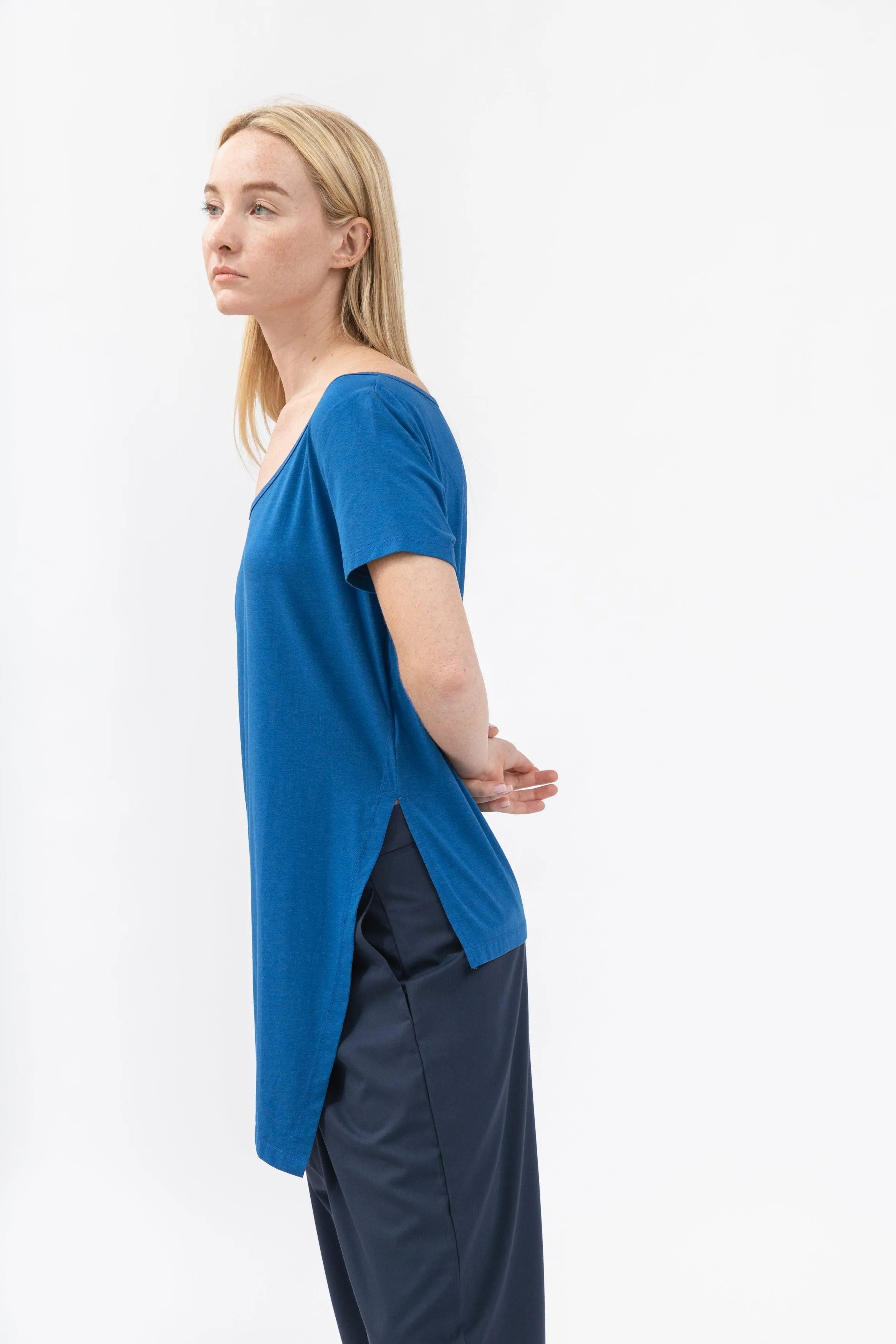 Bamboo Asymmetric Short Sleeve Top