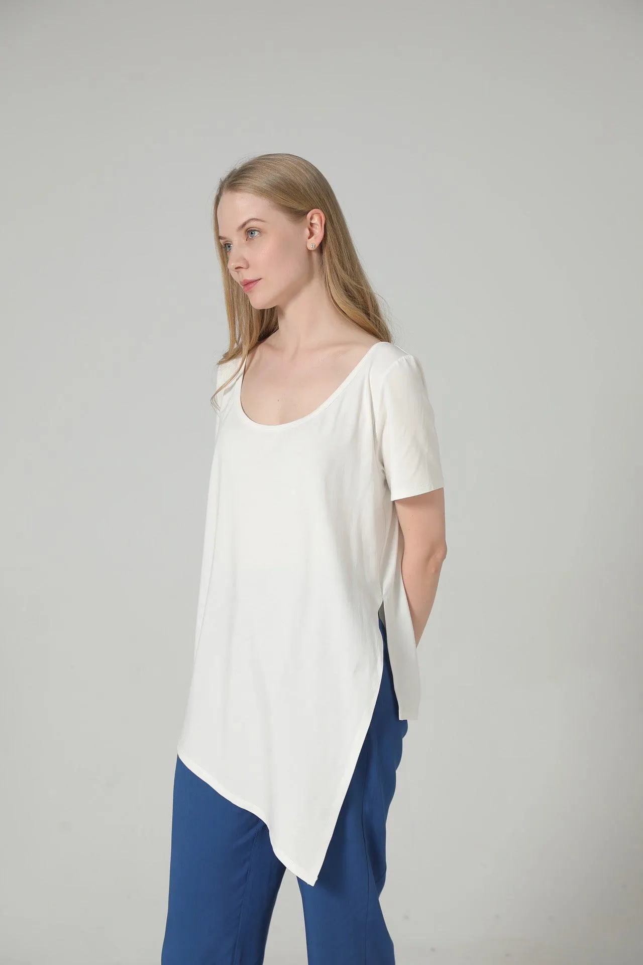 Bamboo Asymmetric Short Sleeve Top