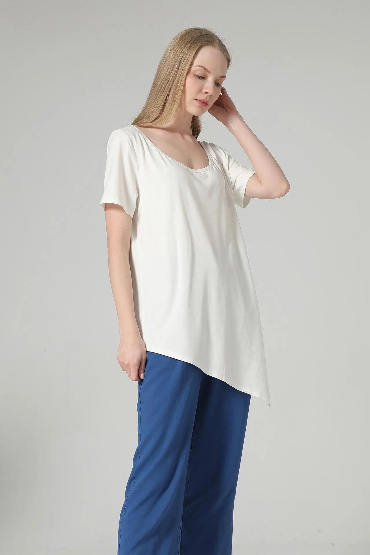 Bamboo Asymmetric Short Sleeve Top