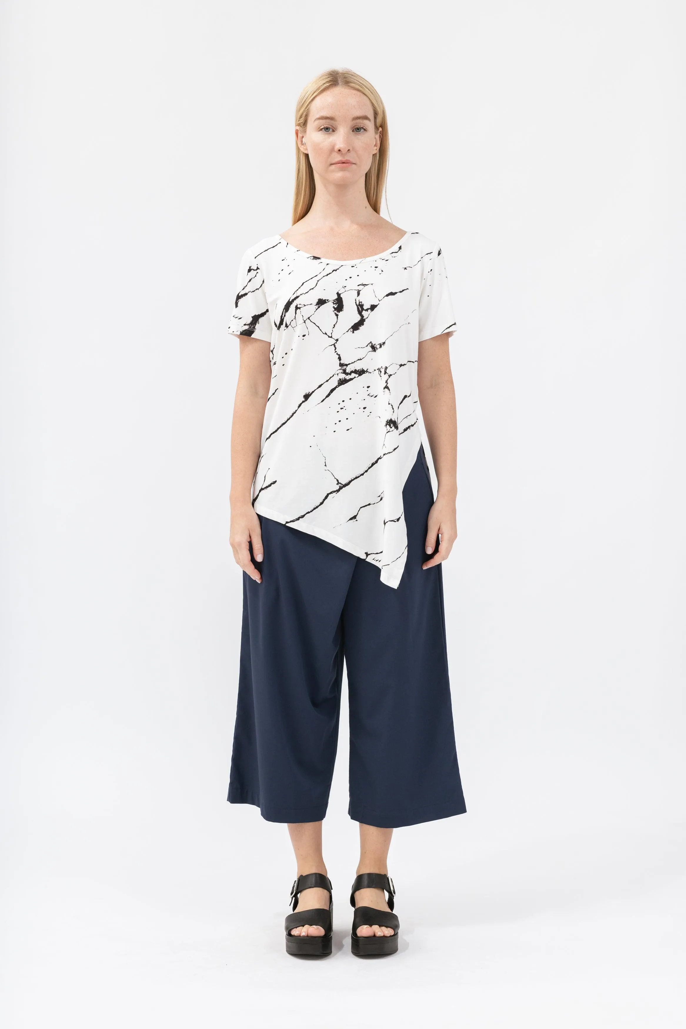 Bamboo Asymmetric Short Sleeve Top