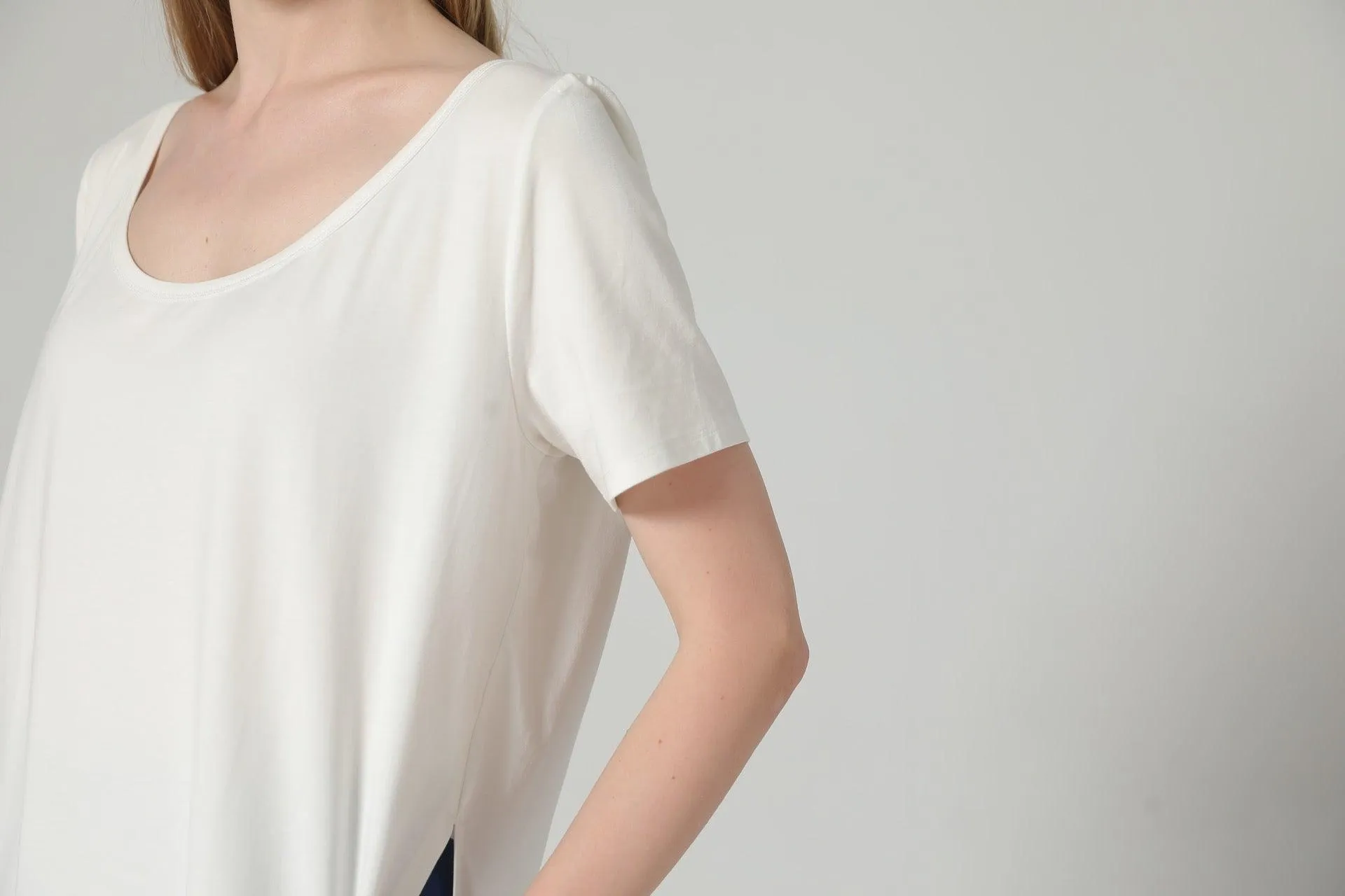 Bamboo Asymmetric Short Sleeve Top