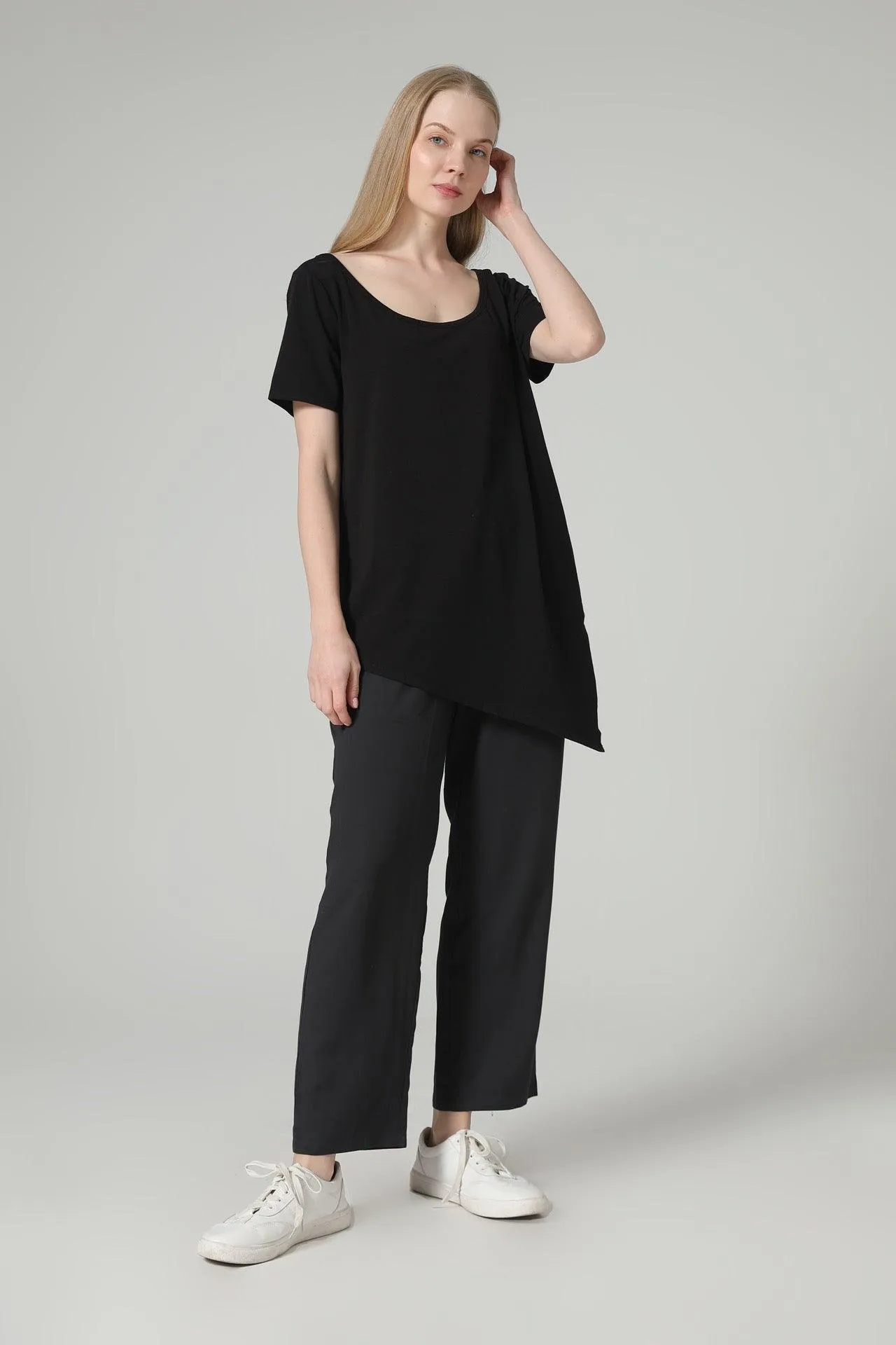 Bamboo Asymmetric Short Sleeve Top