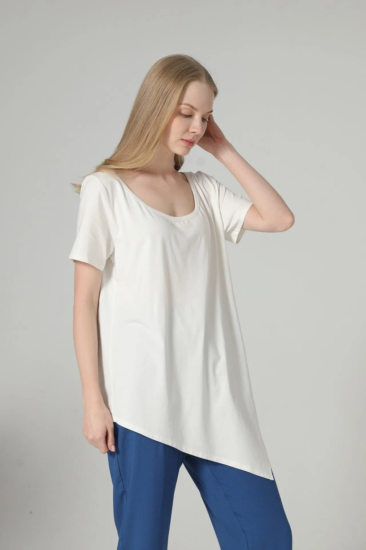 Bamboo Asymmetric Short Sleeve Top