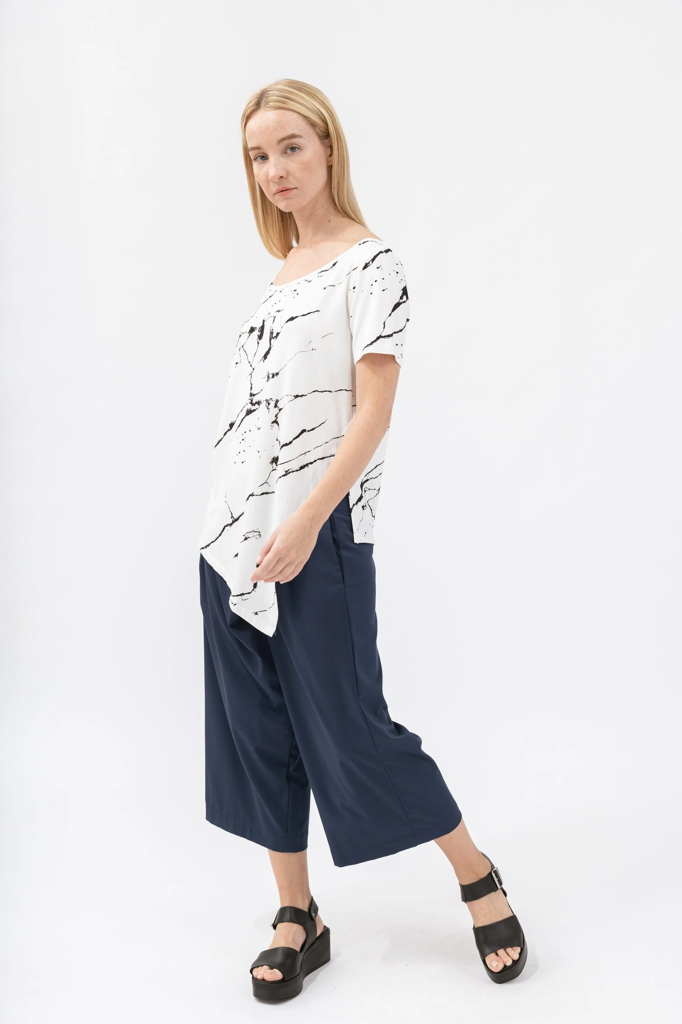 Bamboo Asymmetric Short Sleeve Top