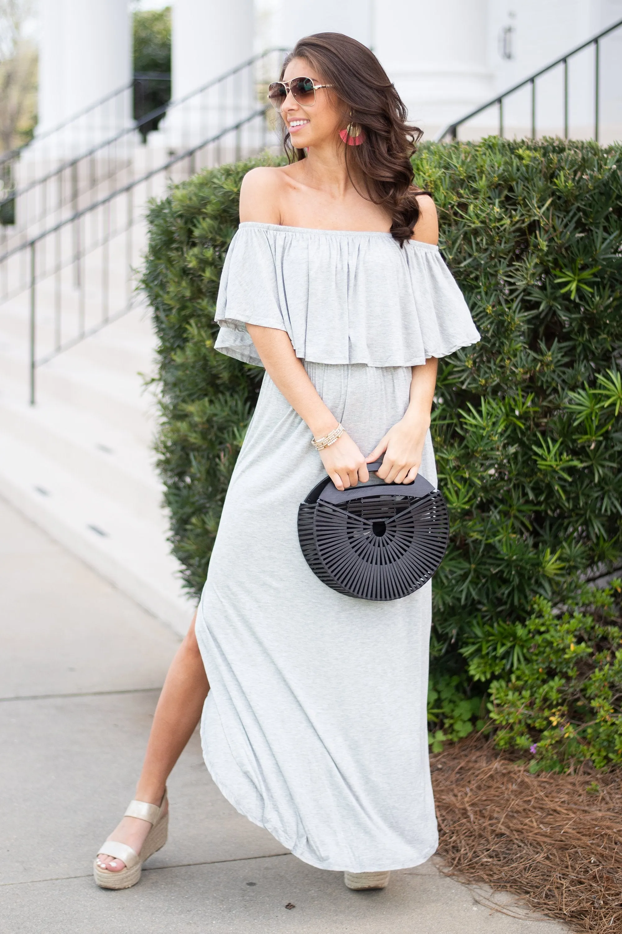 Beauty In Barbados Heather Gray Maxi Dress