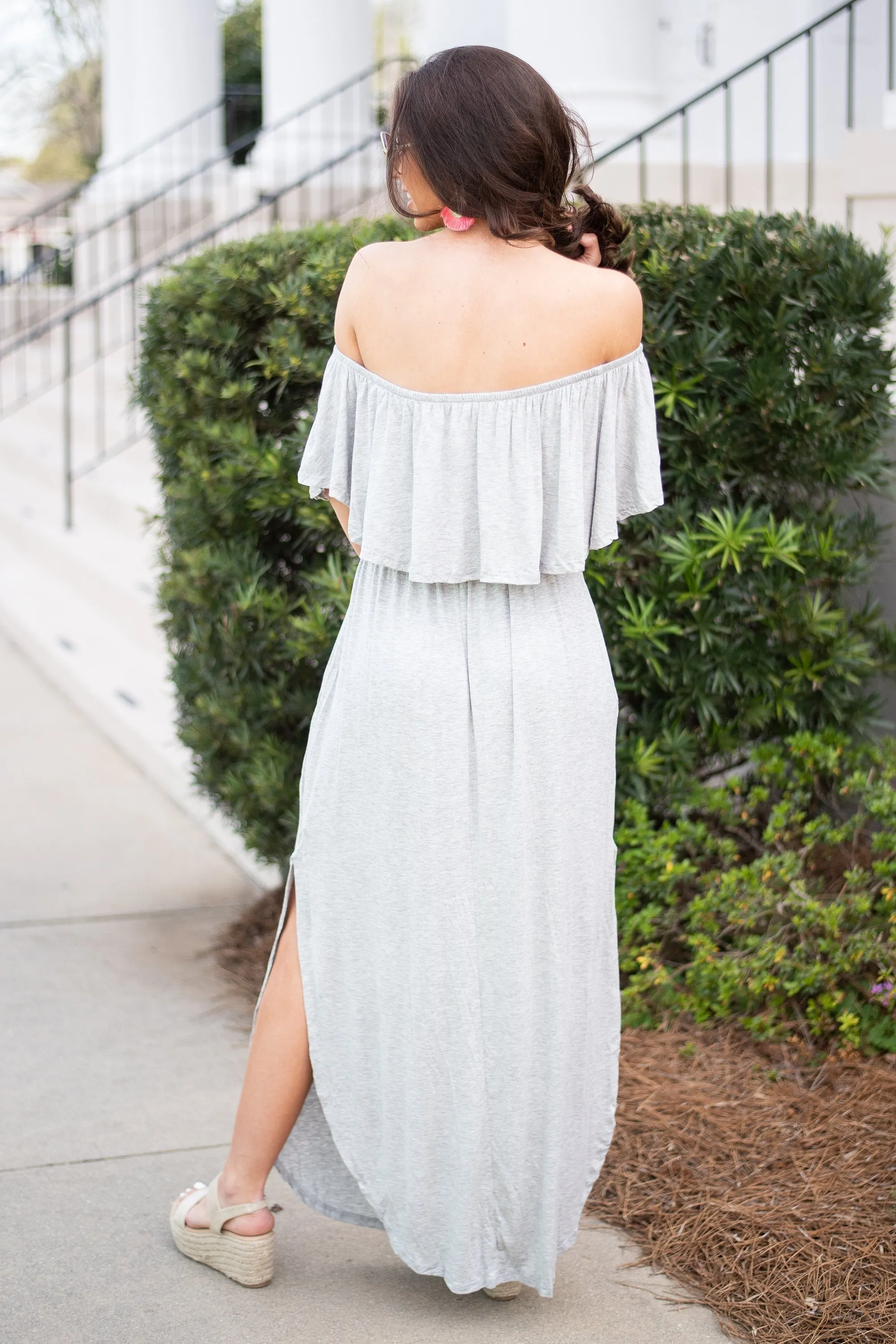 Beauty In Barbados Heather Gray Maxi Dress