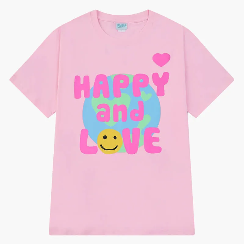 benpaolv Pink Y2K Kidcore Aesthetic T-Shirt Happy and Love