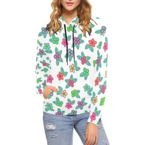 Berry Flowers White Hoodie for Women (USA Size)