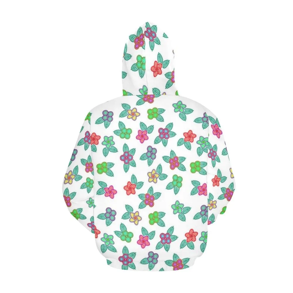 Berry Flowers White Hoodie for Women (USA Size)