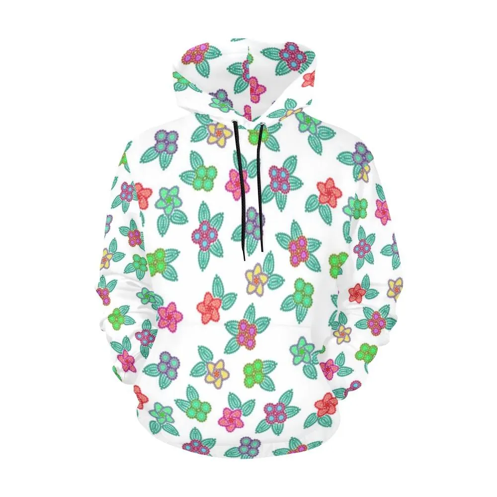 Berry Flowers White Hoodie for Women (USA Size)