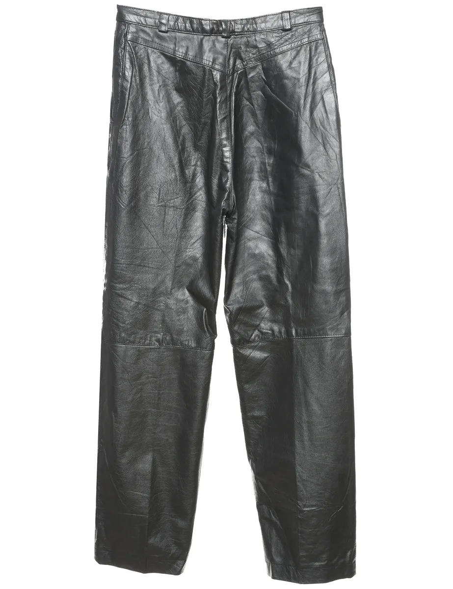 Black Leather Trousers - W26 L26