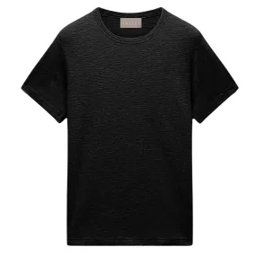 Black Slub Cotton Crewneck T-Shirt