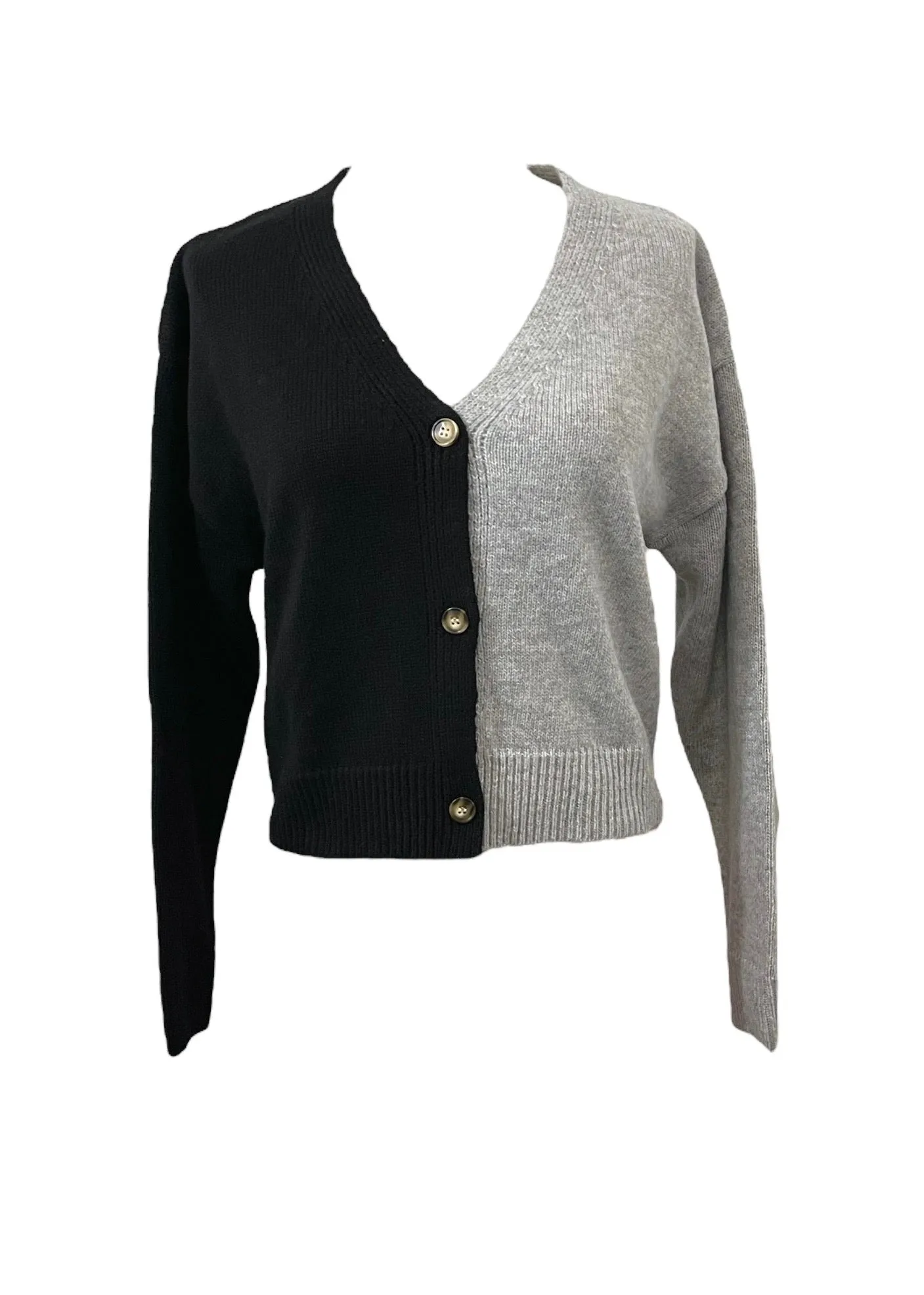 Black/Grey Cropped Cardigan