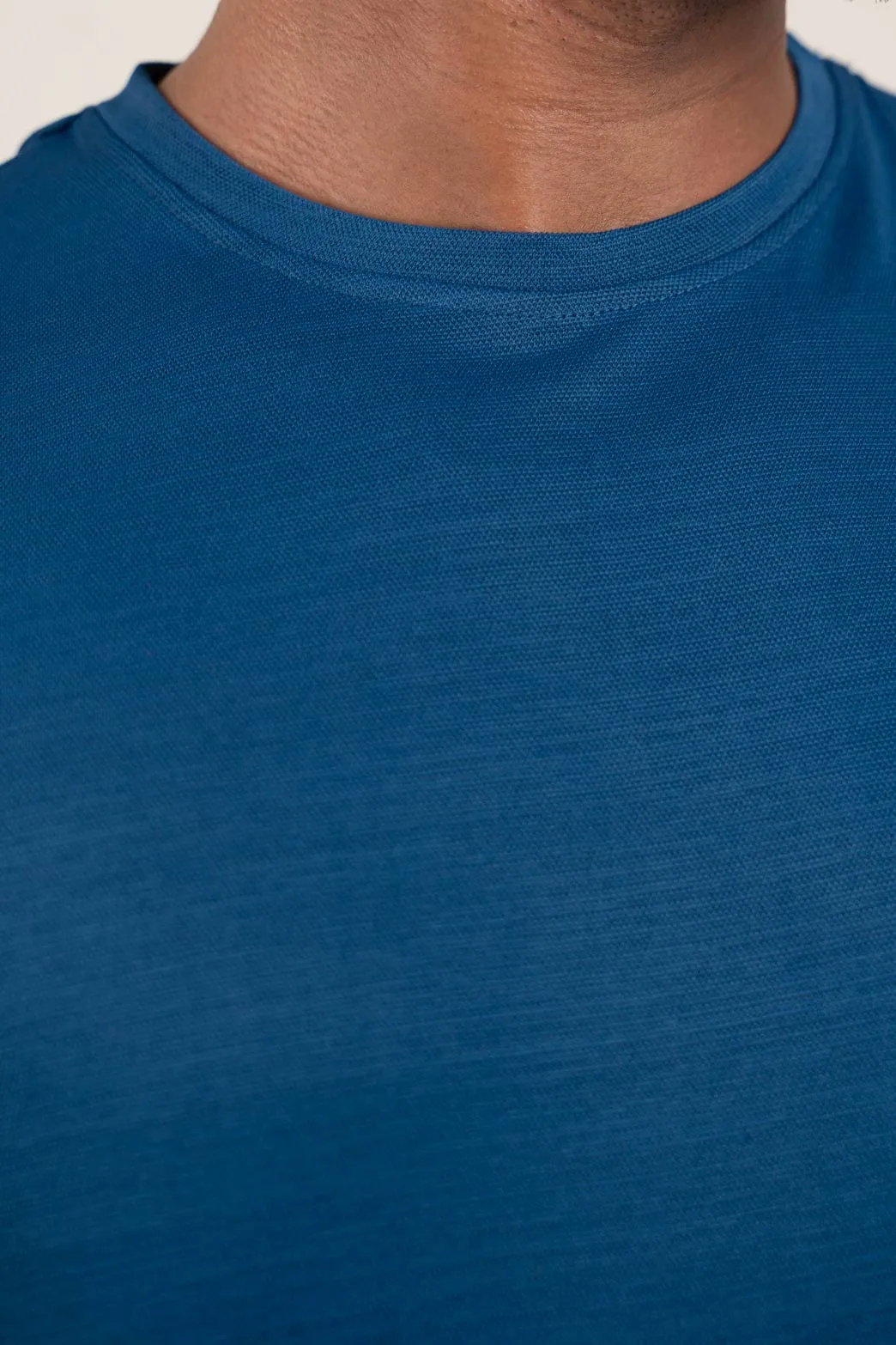 Blue Crew Neck Tshirt - ProStretch Classic Tee  For Men