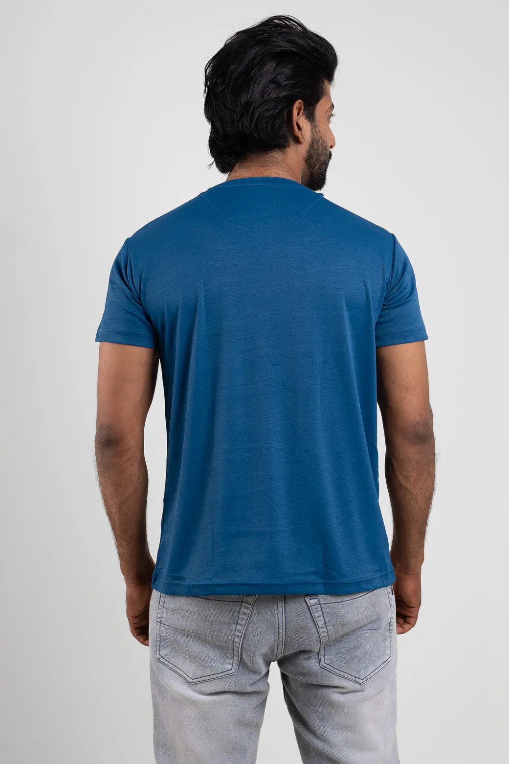 Blue Crew Neck Tshirt - ProStretch Classic Tee  For Men