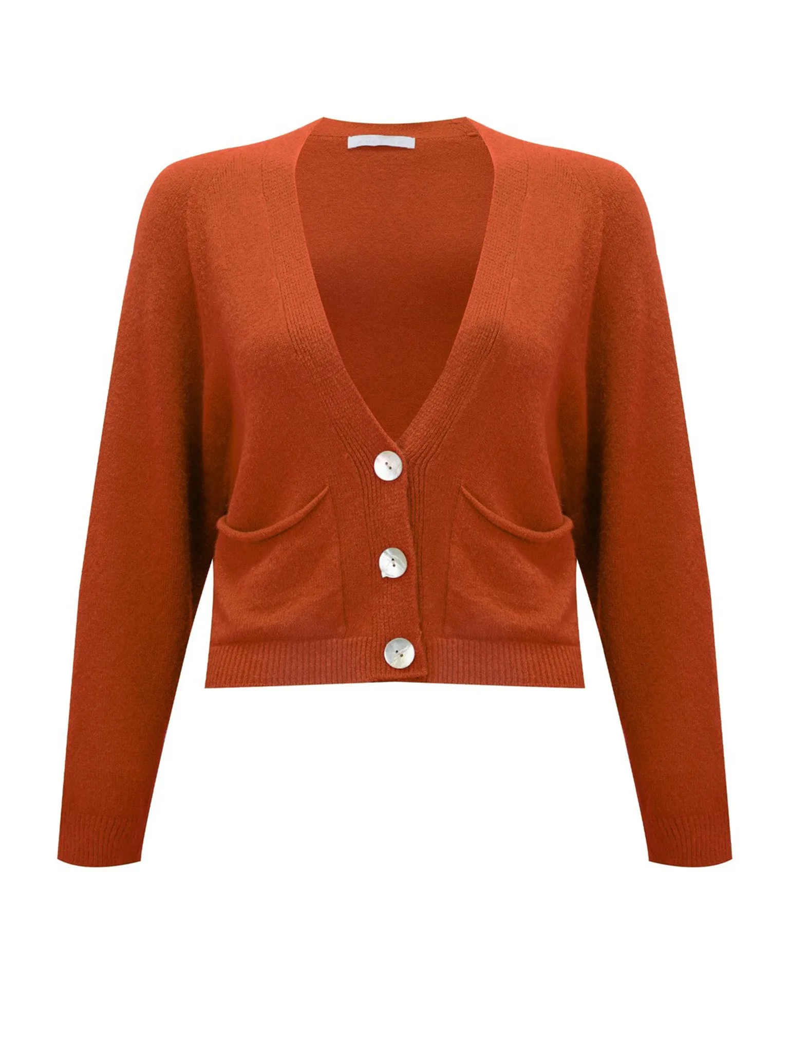 Blue Woman Burnt Orange Pookie Crop Cardigan